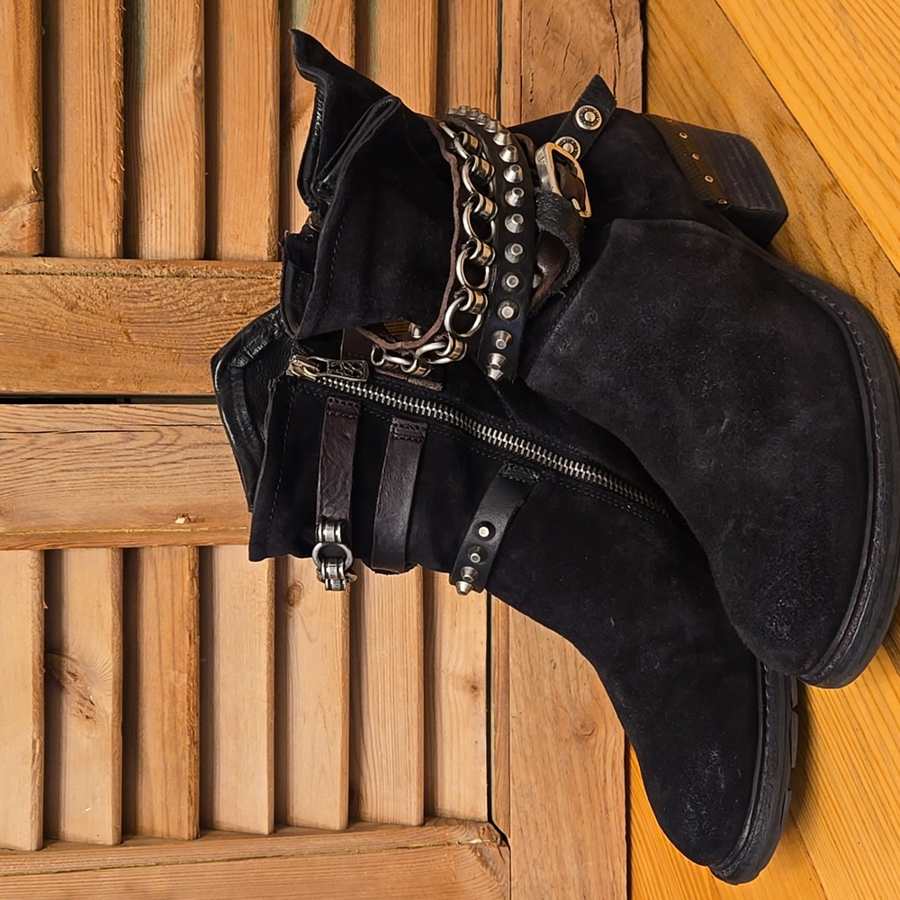 SALE!! A.S.98 CHESTER Black Sueded Leather Short Boots - Picture 3 of 14